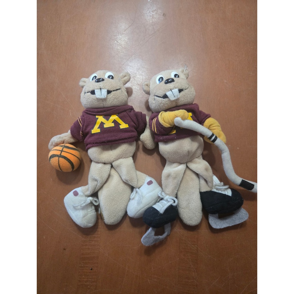 Vintage Goldy Gopher Plush Lot University of Minnesota Basketball & Hockey 1990s